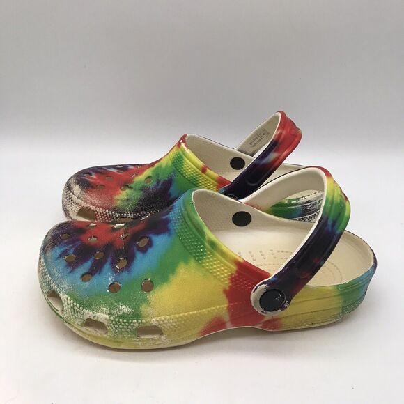 Crocs Tie-Dye Clogs Men's 5 - Women's 7 Bright Colored Slip On Comfort Shoes - Picture 3 of 9